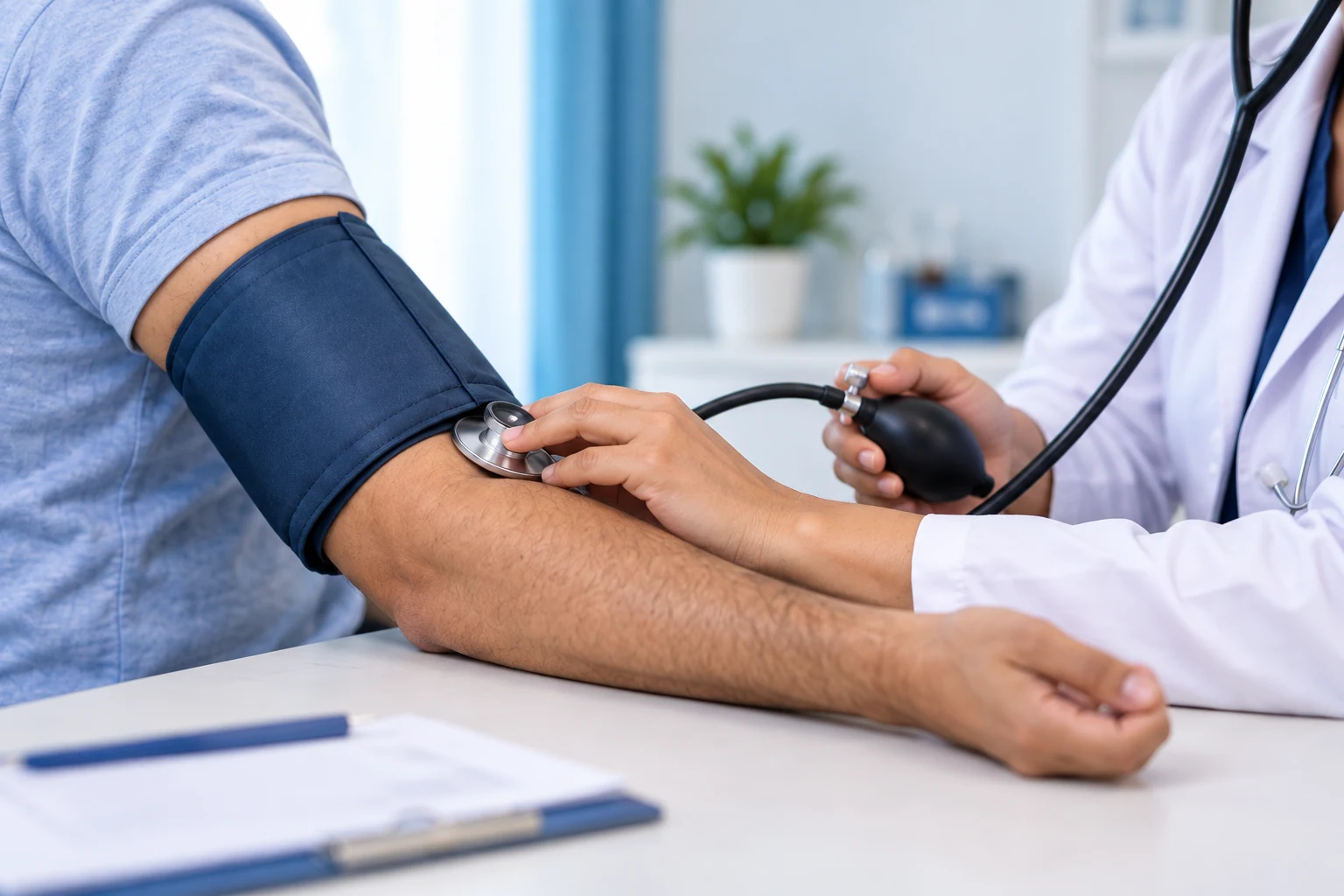 Illustrative blood-pressure measurement with an upper-arm cuff