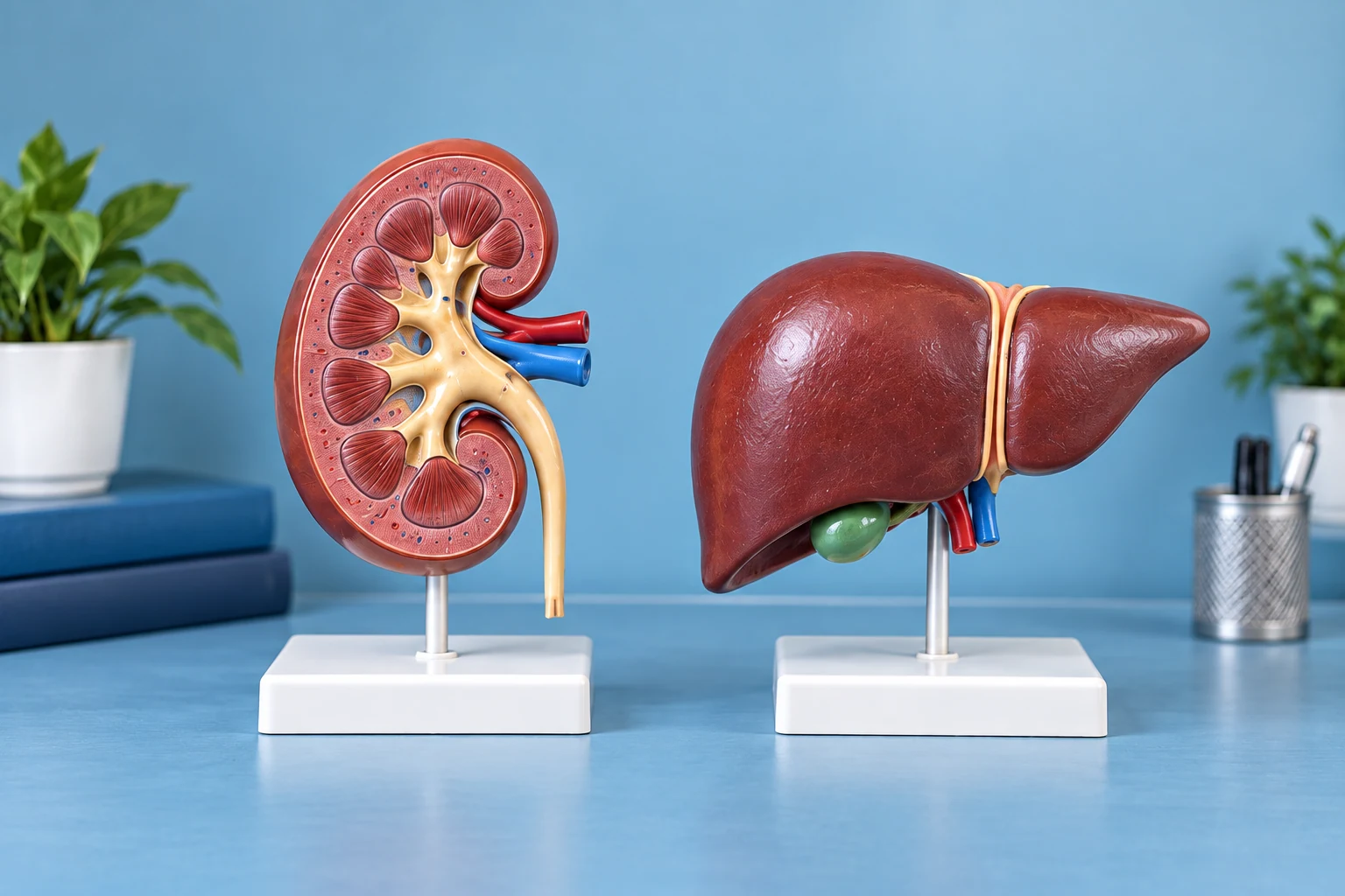 Illustrative kidney and liver anatomical models